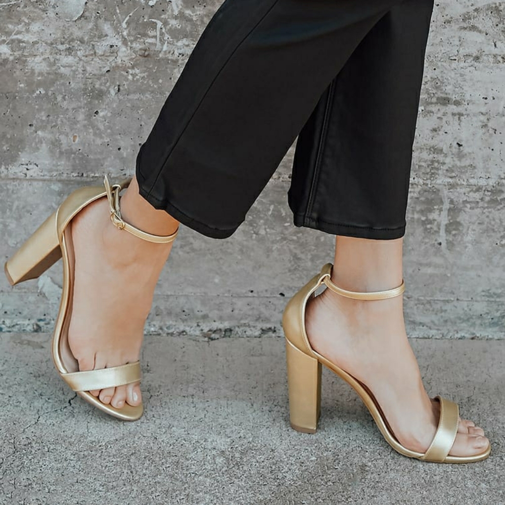 Gold Ankle Strap Heels